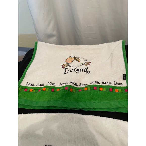 Set of 2 Ireland Tea Towels Sheep Baaa White Green NWOT - Picture 4 of 9